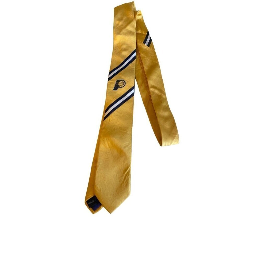 Gold NBA Pacers Skinny Slim Thin Neck‎ Tie Silk